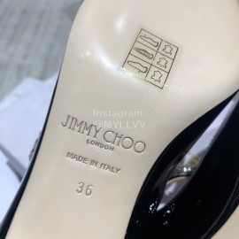Jimmy Choo Summer Cattle Patent Leather High Heeled Sandals For Women Black