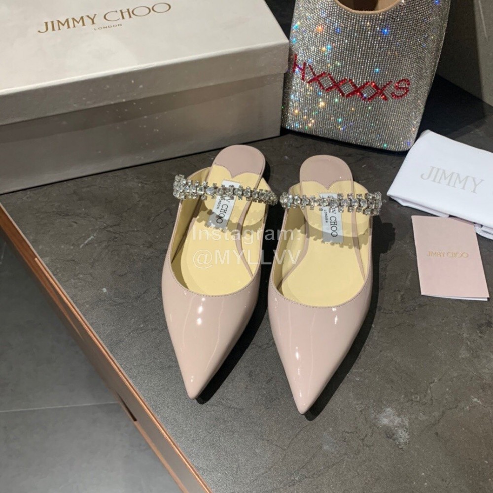 Jimmy Choo New Patent Leather Flat Heeled Sandals For Women Pink