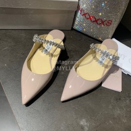 Jimmy Choo New Patent Leather Flat Heeled Sandals For Women Pink