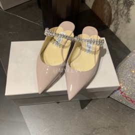 Jimmy Choo New Patent Leather Flat Heeled Sandals For Women Pink