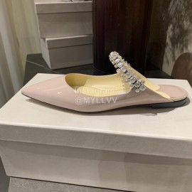 Jimmy Choo New Patent Leather Flat Heeled Sandals For Women Pink