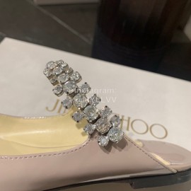 Jimmy Choo New Patent Leather Flat Heeled Sandals For Women Pink