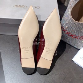 Jimmy Choo New Patent Leather Flat Heeled Sandals For Women Wine Red