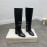 Jimmy Choo Winter Calf Leather Thick High Heel Boots For Women Black