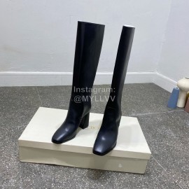 Jimmy Choo Winter Calf Leather Thick High Heel Boots For Women Black