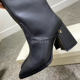 Jimmy Choo Winter Calf Leather Thick High Heel Boots For Women Black