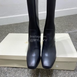 Jimmy Choo Winter Calf Leather Thick High Heel Boots For Women Black
