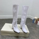 Jimmy Choo Winter Calf Leather Thick High Heel Boots For Women White