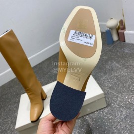 Jimmy Choo Winter Calf Leather Thick High Heel Boots For Women Brown