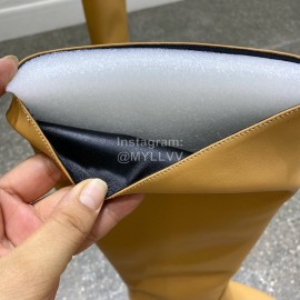 Jimmy Choo Winter Calf Leather Thick High Heel Boots For Women Brown