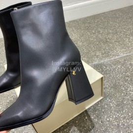 Jimmy Choo Winter Calf Leather Thick High Heel Short Boots For Women Black