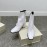 Jimmy Choo Winter Calf Leather Thick High Heel Short Boots For Women White