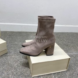 Jimmy Choo Winter Velvet Thick High Heel Short Boots For Women Gray