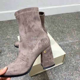 Jimmy Choo Winter Velvet Thick High Heel Short Boots For Women Gray