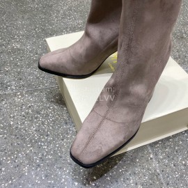 Jimmy Choo Winter Velvet Thick High Heel Short Boots For Women Gray