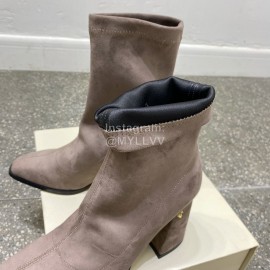 Jimmy Choo Winter Velvet Thick High Heel Short Boots For Women Gray