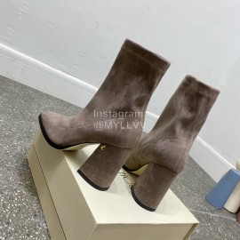 Jimmy Choo Winter Velvet Thick High Heel Short Boots For Women Gray
