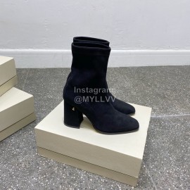 Jimmy Choo Winter Velvet Thick High Heel Short Boots For Women Black