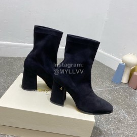Jimmy Choo Winter Velvet Thick High Heel Short Boots For Women Black