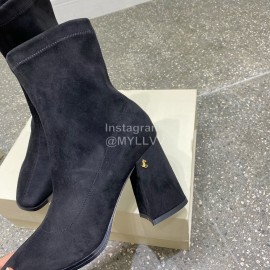 Jimmy Choo Winter Velvet Thick High Heel Short Boots For Women Black