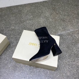 Jimmy Choo Winter Velvet Thick High Heel Short Boots For Women Black