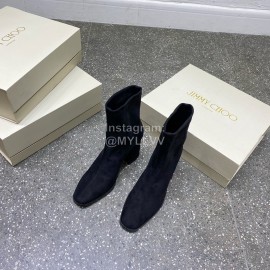 Jimmy Choo Winter Velvet Thick High Heel Short Boots For Women Black