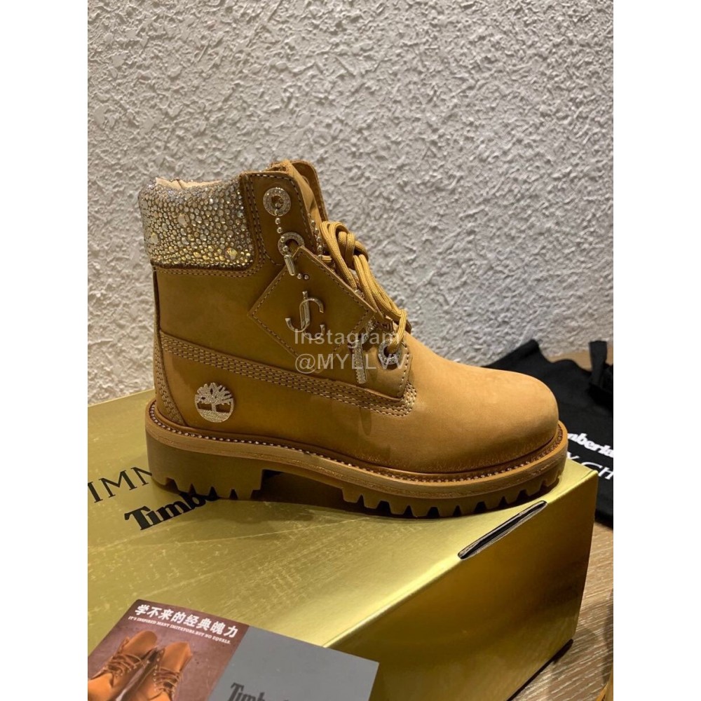 Jimmy Choo Co Branded Timberland Leather Martin Boots For Women Brown