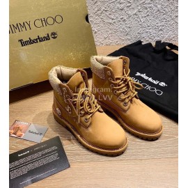 Jimmy Choo Co Branded Timberland Leather Martin Boots For Women Brown