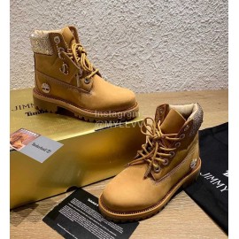 Jimmy Choo Co Branded Timberland Leather Martin Boots For Women Brown