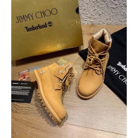 Jimmy Choo Co Branded Timberland Leather Martin Boots For Women Brown