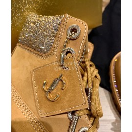 Jimmy Choo Co Branded Timberland Leather Martin Boots For Women Brown