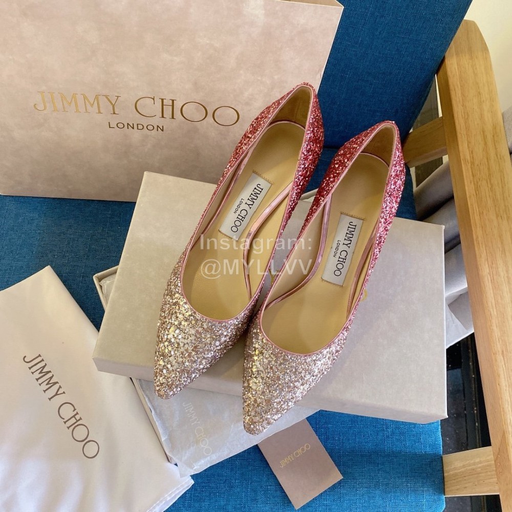 Jimmy Choo Fashion Shining Pointed High Heels For Women Rose Red