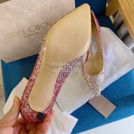 Jimmy Choo Fashion Shining Pointed High Heels For Women Rose Red