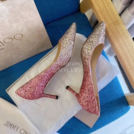 Jimmy Choo Fashion Shining Pointed High Heels For Women Rose Red