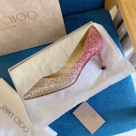 Jimmy Choo Fashion Shining Pointed High Heels For Women Rose Red
