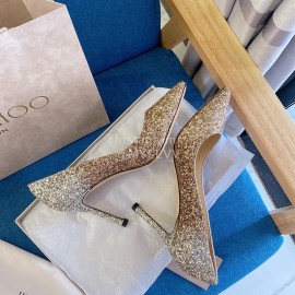 Jimmy Choo Fashion Shining Pointed High Heels For Women Gold