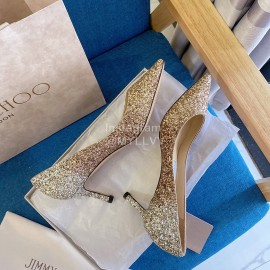 Jimmy Choo Fashion Shining Pointed High Heels For Women Gold