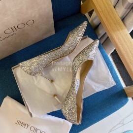 Jimmy Choo Fashion Shining Pointed High Heels Silver For Women