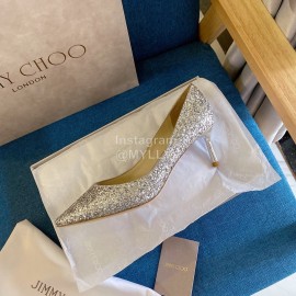 Jimmy Choo Fashion Shining Pointed High Heels Silver For Women