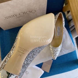 Jimmy Choo Fashion Shining Pointed High Heels Silver For Women