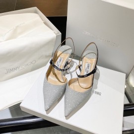 Jimmy Choo Spring Summer Ray Series Napa Sheepskin High Heel Sandals For Women Gray