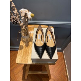 Jimmy Choo Soft Embossed Leather Pointed Shoes For Women Black