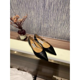 Jimmy Choo Soft Embossed Leather Pointed Shoes For Women Black