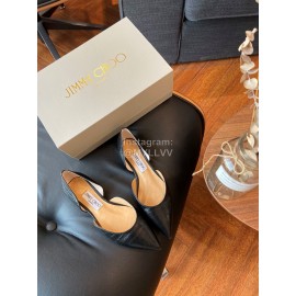 Jimmy Choo Soft Embossed Leather Pointed Shoes For Women Black