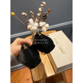 Jimmy Choo Soft Embossed Leather Pointed Shoes For Women Black