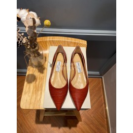 Jimmy Choo Soft Embossed Leather Pointed Shoes For Women Red