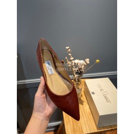 Jimmy Choo Soft Embossed Leather Pointed Shoes For Women Red