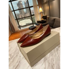 Jimmy Choo Soft Embossed Leather Pointed Shoes For Women Red