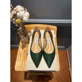 Jimmy Choo Soft Embossed Leather Pointed Shoes For Women Green
