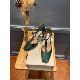 Jimmy Choo Soft Embossed Leather High Heel Sandals For Women Green